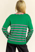 Striped Scalloped Trim Bow Front Knit Cardigan