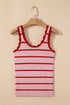 Striped Scalloped Trim Ribbed Knit Tank Top