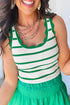 Striped Scalloped Trim Ribbed Knit Tank Top