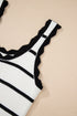 Striped Scalloped Trim Ribbed Knit Tank Top