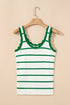 Striped Scalloped Trim Ribbed Knit Tank Top