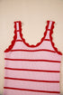 Striped Scalloped Trim Ribbed Knit Tank Top