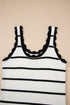 Striped Scalloped Trim Ribbed Knit Tank Top