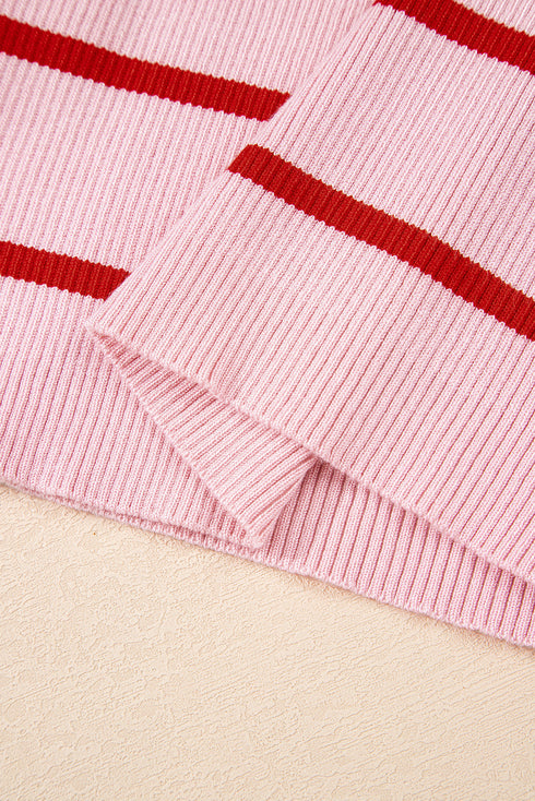 Striped Scalloped Trim Ribbed Knit Tank Top