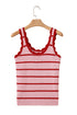 Striped Scalloped Trim Ribbed Knit Tank Top