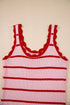 Striped Scalloped Trim Ribbed Knit Tank Top
