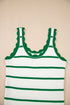 Striped Scalloped Trim Ribbed Knit Tank Top
