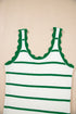 Striped Scalloped Trim Ribbed Knit Tank Top