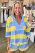 Striped Seam Detail Half Zip Oversized Tee Short Sets