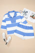 Striped Seam Detail Half Zip Oversized Tee Short Sets