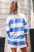 Striped Seam Detail Half Zip Oversized Tee Short Sets