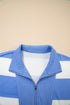 Striped Seam Detail Half Zip Oversized Tee Short Sets