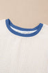Striped Seersucker Puff Sleeve Textured T Shirt Dress