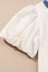 Striped Seersucker Puff Sleeve Textured T Shirt Dress
