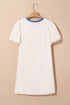 Striped Seersucker Puff Sleeve Textured T Shirt Dress