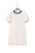 Striped Seersucker Puff Sleeve Textured T Shirt Dress