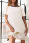 Striped Seersucker Puff Sleeve Textured T Shirt Dress