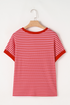 Striped Sequin Crawfish Graphic Crewneck Short Sleeve Tee
