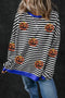 Striped Sequin Embellished Drop Shoulder Pullover Sweatshirt
