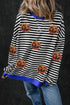 Striped Sequin Embellished Drop Shoulder Pullover Sweatshirt