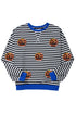 Striped Sequin Embellished Drop Shoulder Pullover Sweatshirt