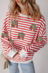Striped Sequin Gift Patch Drop Shoulder Sweatshirt