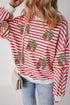 Striped Sequin Gift Patch Drop Shoulder Sweatshirt