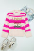 Striped Sequin Graphic Crew Neck Knit Sweater
