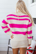 Striped Sequin Graphic Crew Neck Knit Sweater
