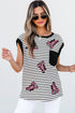 Striped Sequin Lobster Applique Jersey Tee