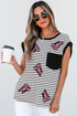 Striped Sequin Lobster Applique Jersey Tee