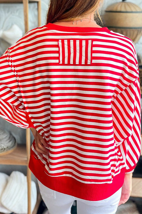 Striped Sequin Nutcracker Patch Drop Shoulder Tee