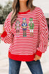 Striped Sequin Nutcracker Patch Drop Shoulder Tee