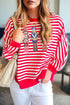 Striped Sequin Nutcracker Patch Drop Shoulder Tee