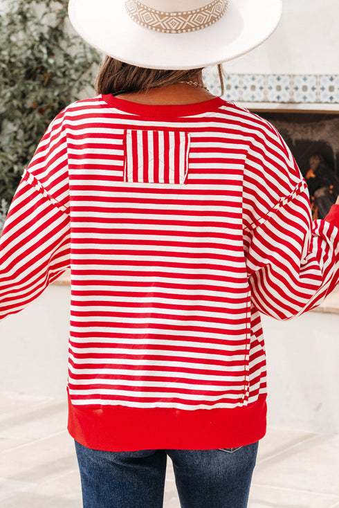 Striped Sequin Nutcracker Patch Drop Shoulder Tee