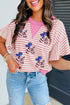 Striped Sequin Patriotic Balloon Dog Top