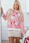 Striped Sequin Santa Patch Pullover Sweatshirt