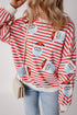 Striped Sequin Santa Patch Pullover Sweatshirt