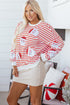 Striped Sequin Santa Patch Pullover Sweatshirt