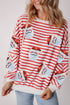Striped Sequin Santa Patch Pullover Sweatshirt