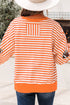 Striped Sequined Rugby Graphic Raw Seam Loose Long Sleeve Tee