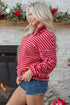 Striped Sherpa Quarter Zip Long Sleeve Pullover