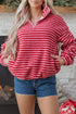 Striped Sherpa Quarter Zip Long Sleeve Pullover