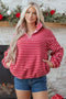 Striped Sherpa Quarter Zip Long Sleeve Pullover