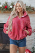 Striped Sherpa Quarter Zip Long Sleeve Pullover