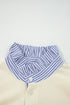 Striped Shirt-Collar Button Half-Placket Puff Sleeve Relaxed Sweatshirt