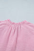 Striped Short Puff Sleeve Split V Neck Blouse