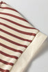 Striped Short Sleeve Half Button Placket Knit Top