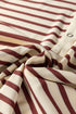 Striped Short Sleeve Half Button Placket Knit Top