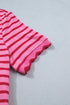 Striped Short Sleeve Scalloped Trim Side Slit T Shirt Dress